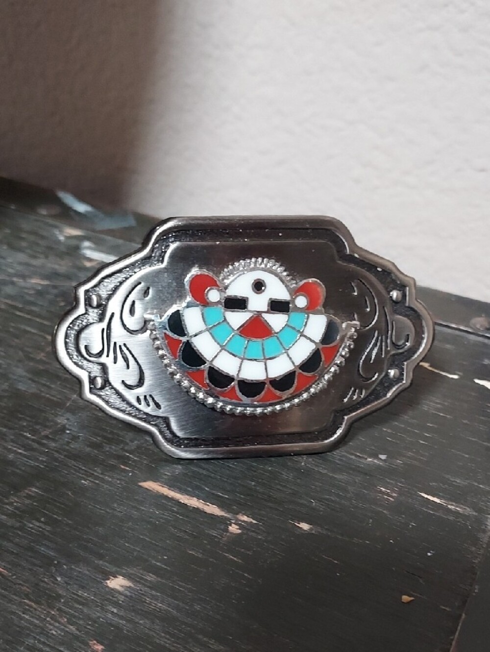 ​☀️ Vintage Southwestern Zuni Sunface Belt Buckle